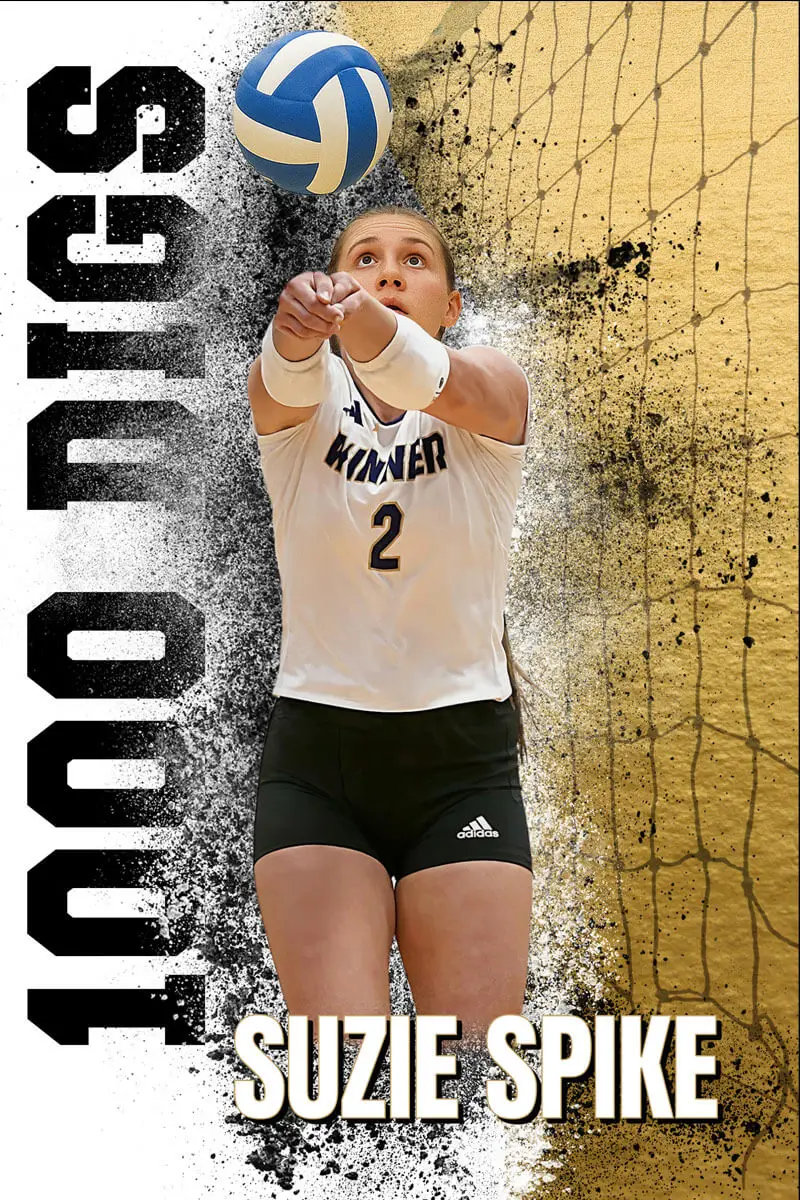 volleyball 1,000 digs poster design